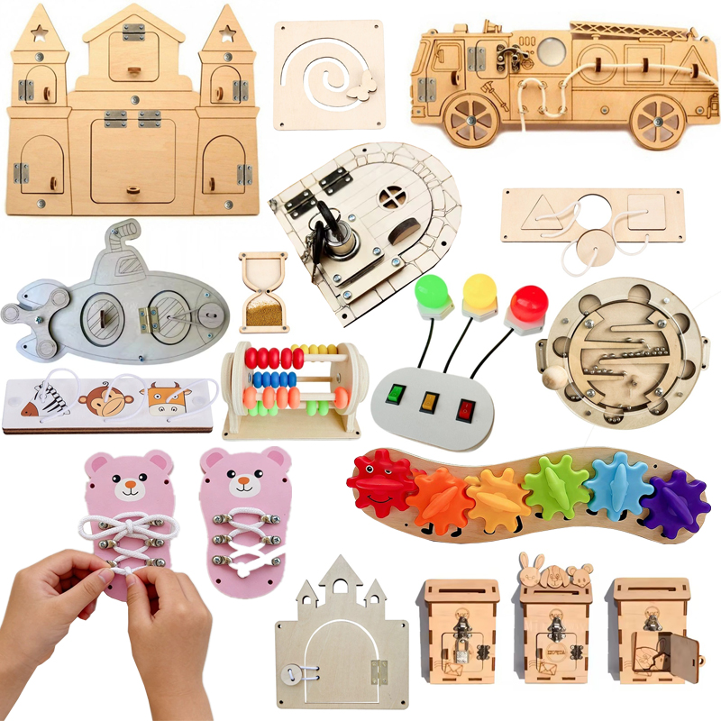 Montessori Wooden Busy Board Toddler - DIY Montessori Busy Board Houten Accessoires