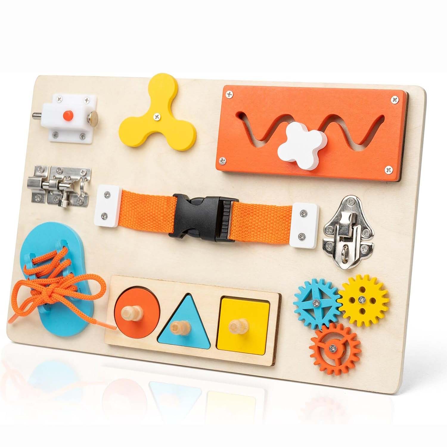 Montessori druk bord voor peut - Montessori Wooden Busy Board Toddler recensie en prijs