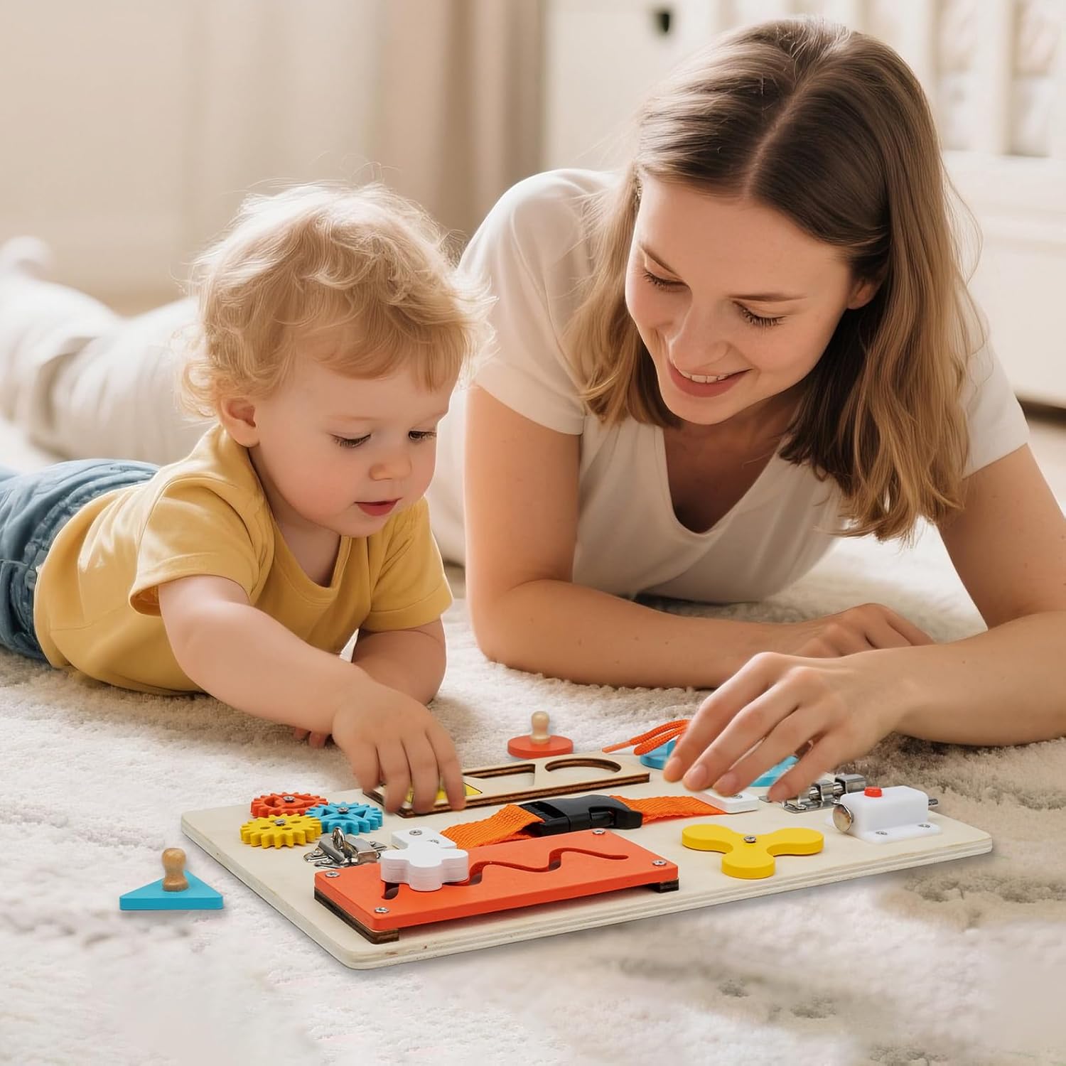 Montessori druk bord voor peut - Montessori Wooden Busy Board Toddler recensie en prijs