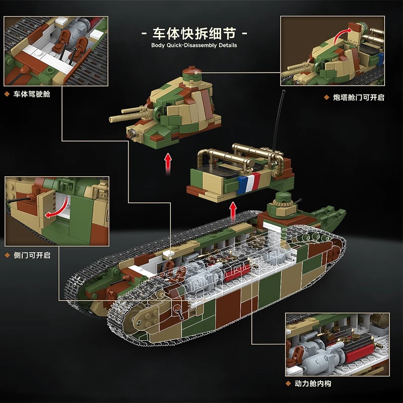 Franse Char 2c Super Zware Tan - Lego Compatible Military Tank recensie en prijs